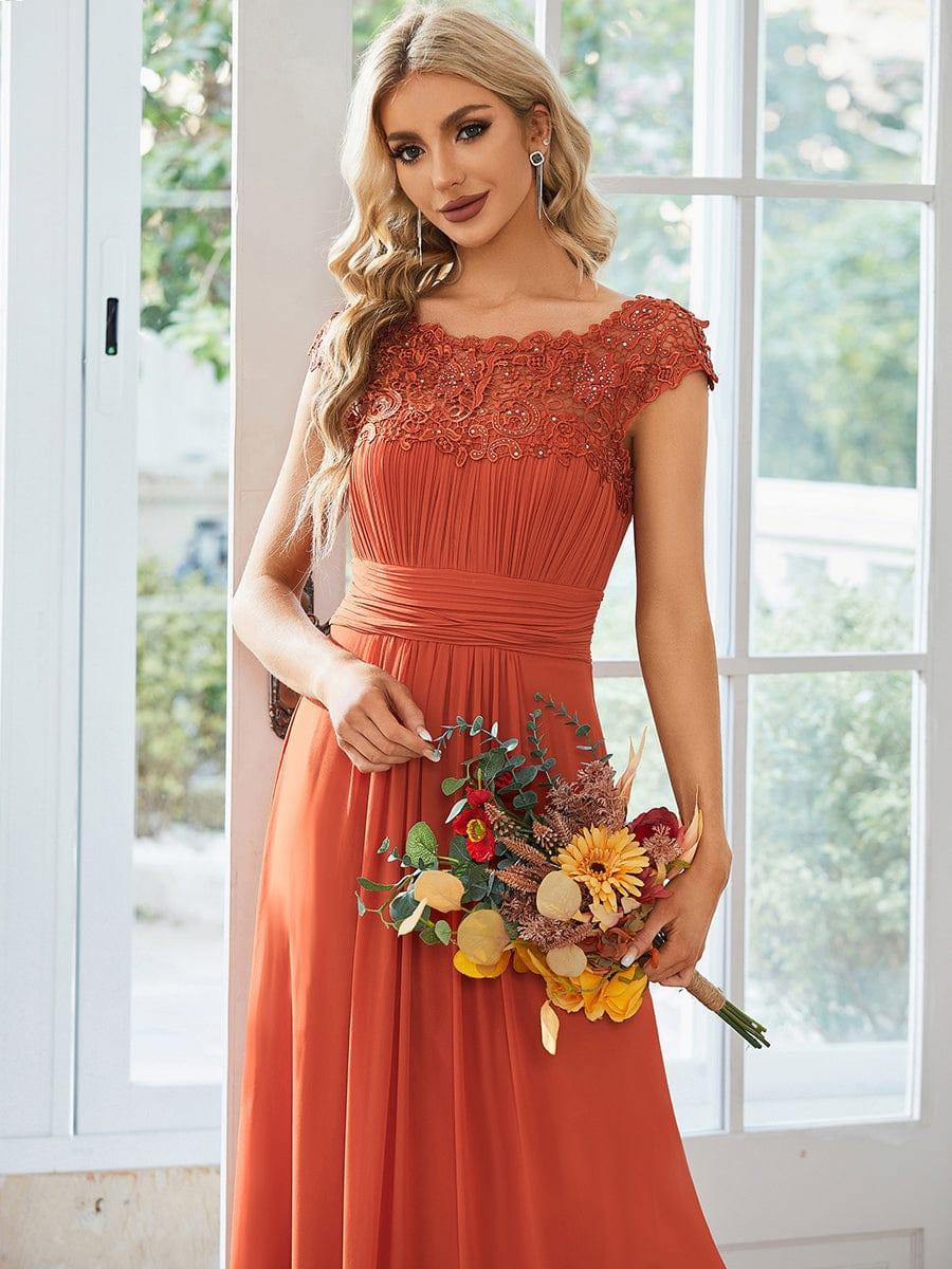 Elegant Maxi Long Lace Cap Sleeve Bridesmaid Dress(Final Sale) - Image 80