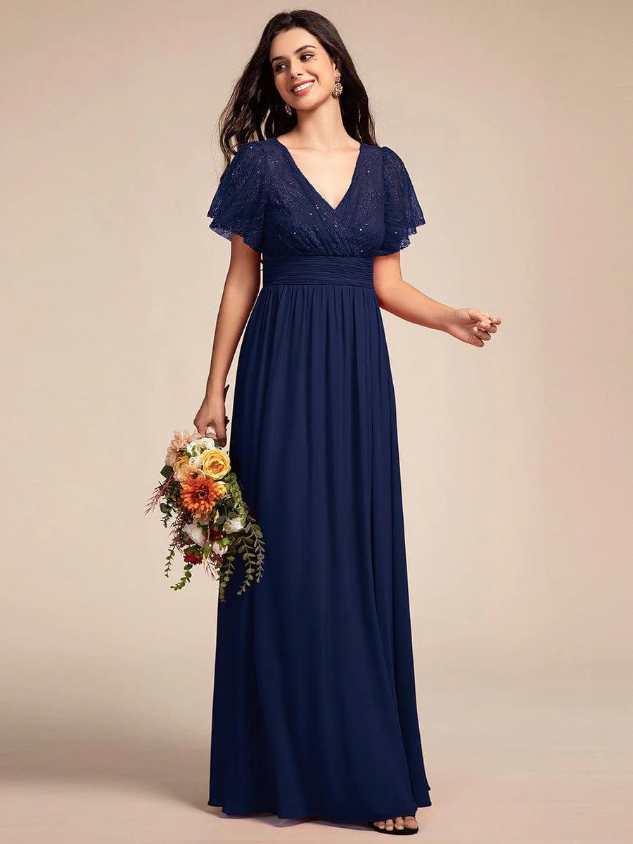 ever ROBYN|Lace Pleated Chiffon A-line Bridesmaid Dress with Backless Detail(Final Sale) - Image 9