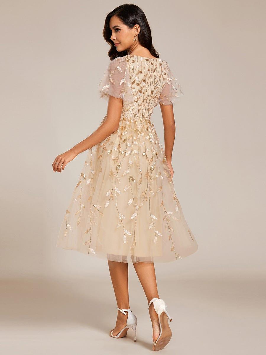 ever SIMONE|Leaf Sequin Short Sleeve Tulle Midi Evening Dress(Final Sale) - Image 23