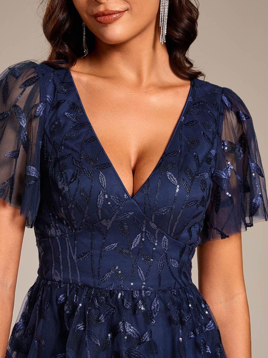 ever SIMONE|Leaf Sequin Short Sleeve Tulle Midi Evening Dress(Final Sale) - Image 32
