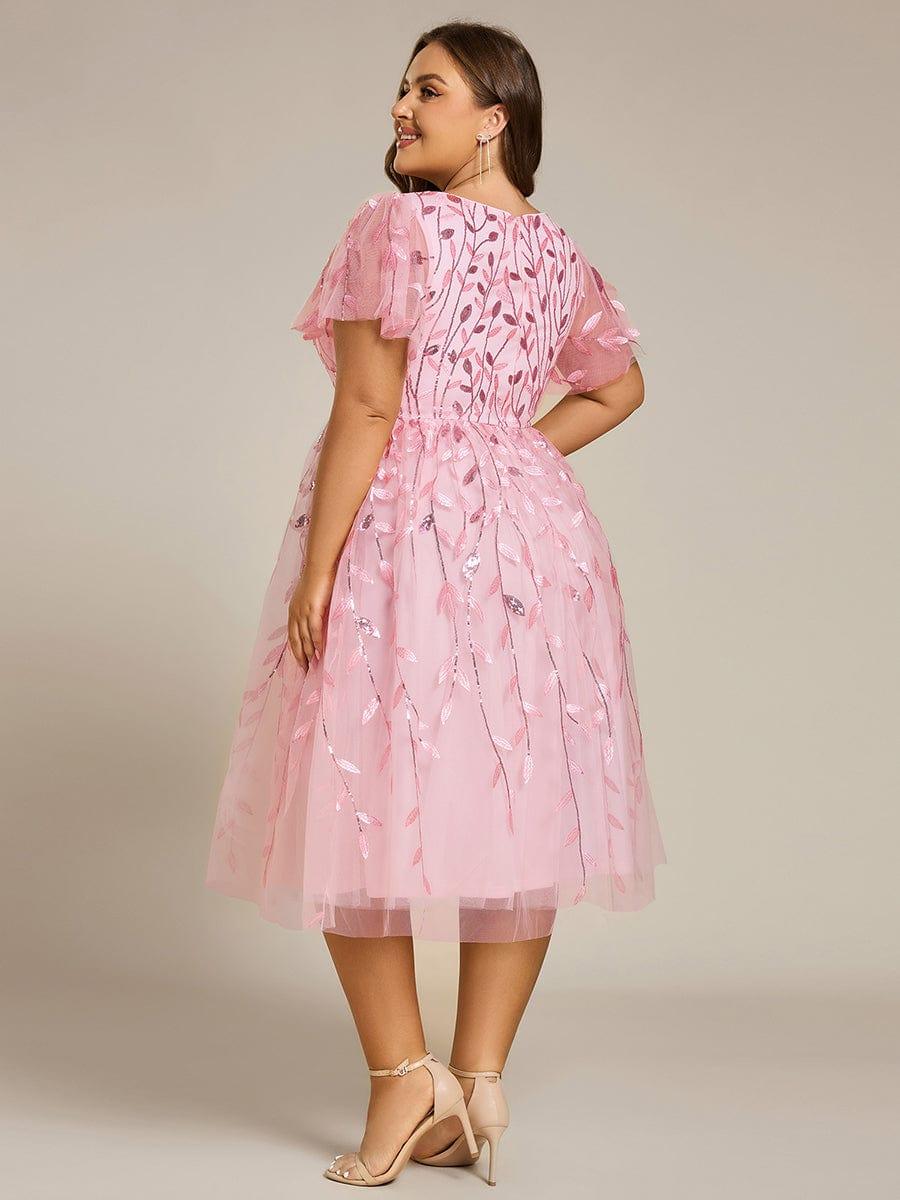 ever SIMONE|Leaf Sequin Short Sleeve Tulle Midi Evening Dress(Final Sale) - Image 89