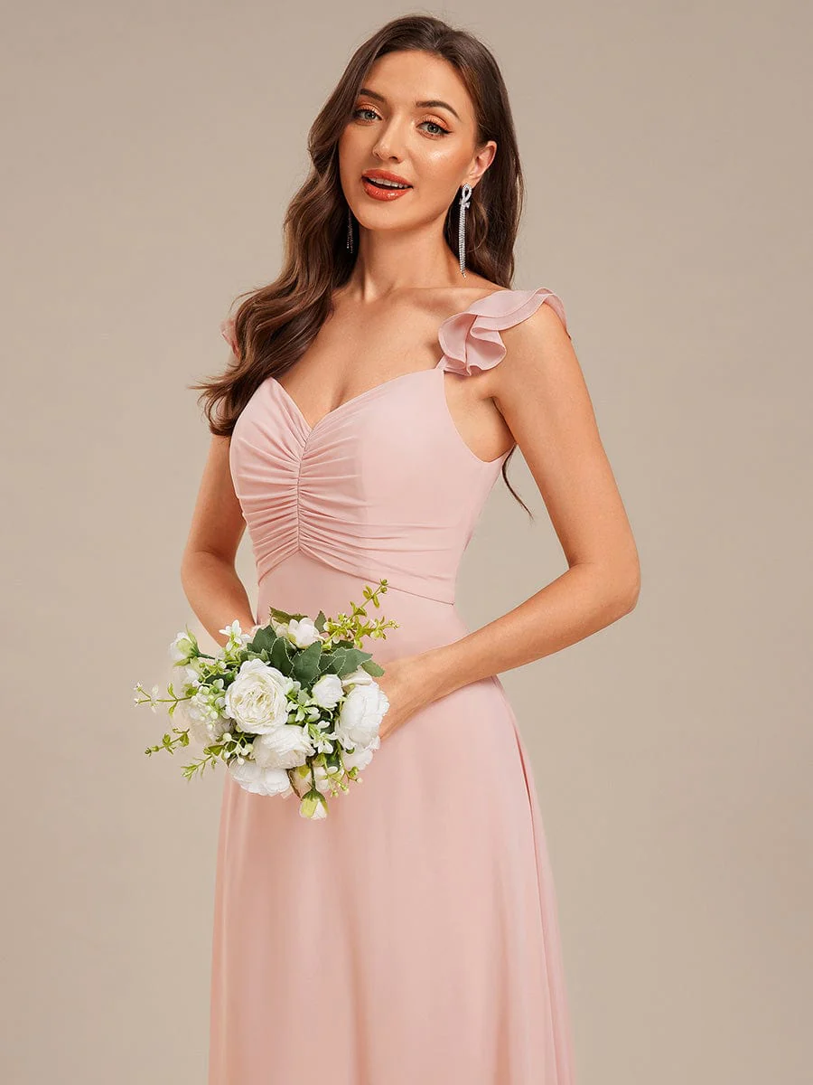 ever SERENA|Lettuce Trim Chiffon Ruffled Bridesmaid Dress - Image 3