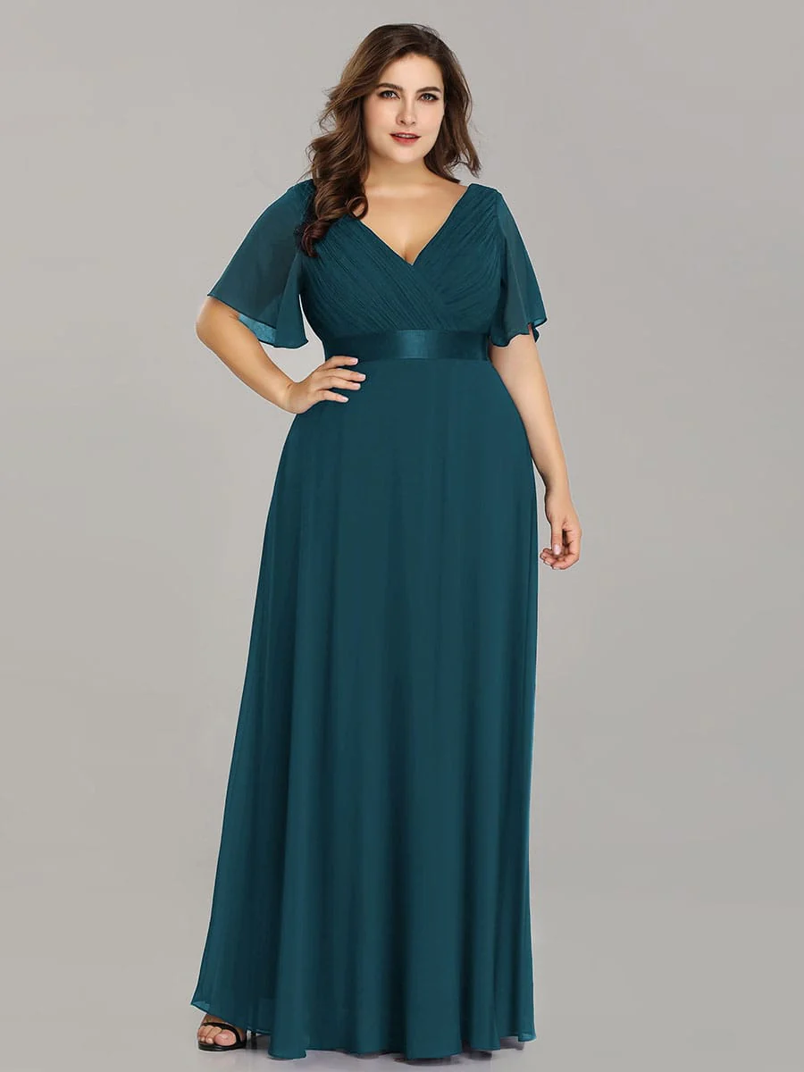ever MONICA|Long Empire Waist Bridesmaid Dress with Short Flutter Sleeves - Image 195
