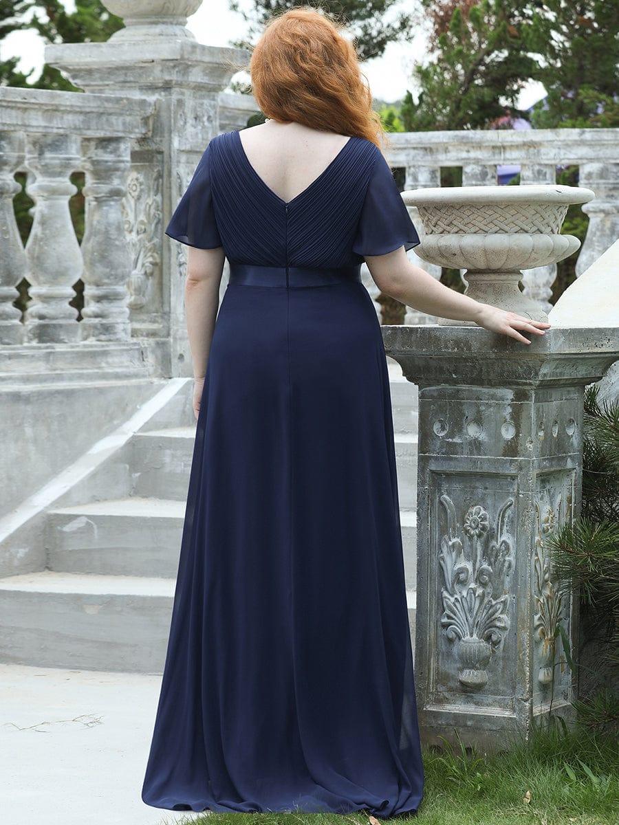 ever MONICA|Long Empire Waist Bridesmaid Dress with Short Flutter Sleeves - Image 39