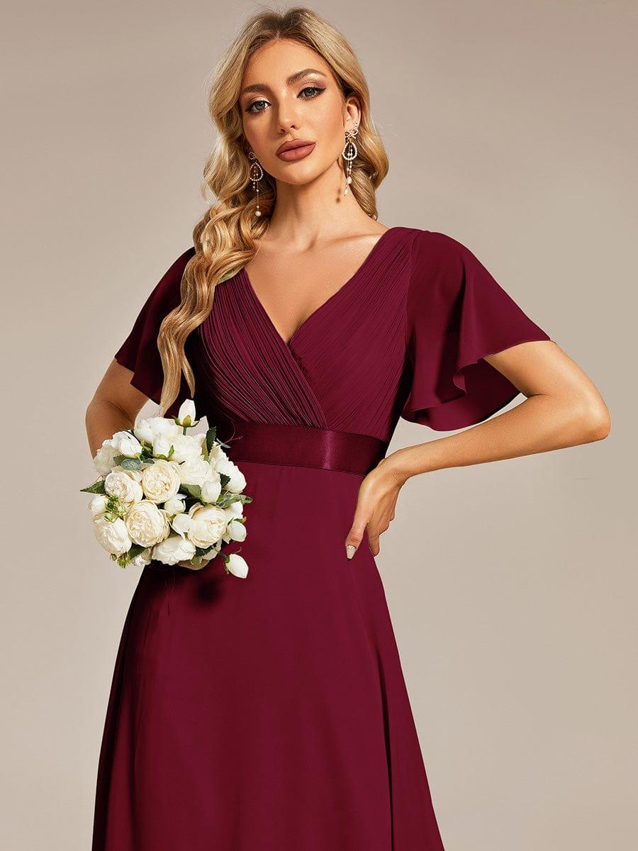 ever MONICA|Long Empire Waist Bridesmaid Dress with Short Flutter Sleeves - Image 43