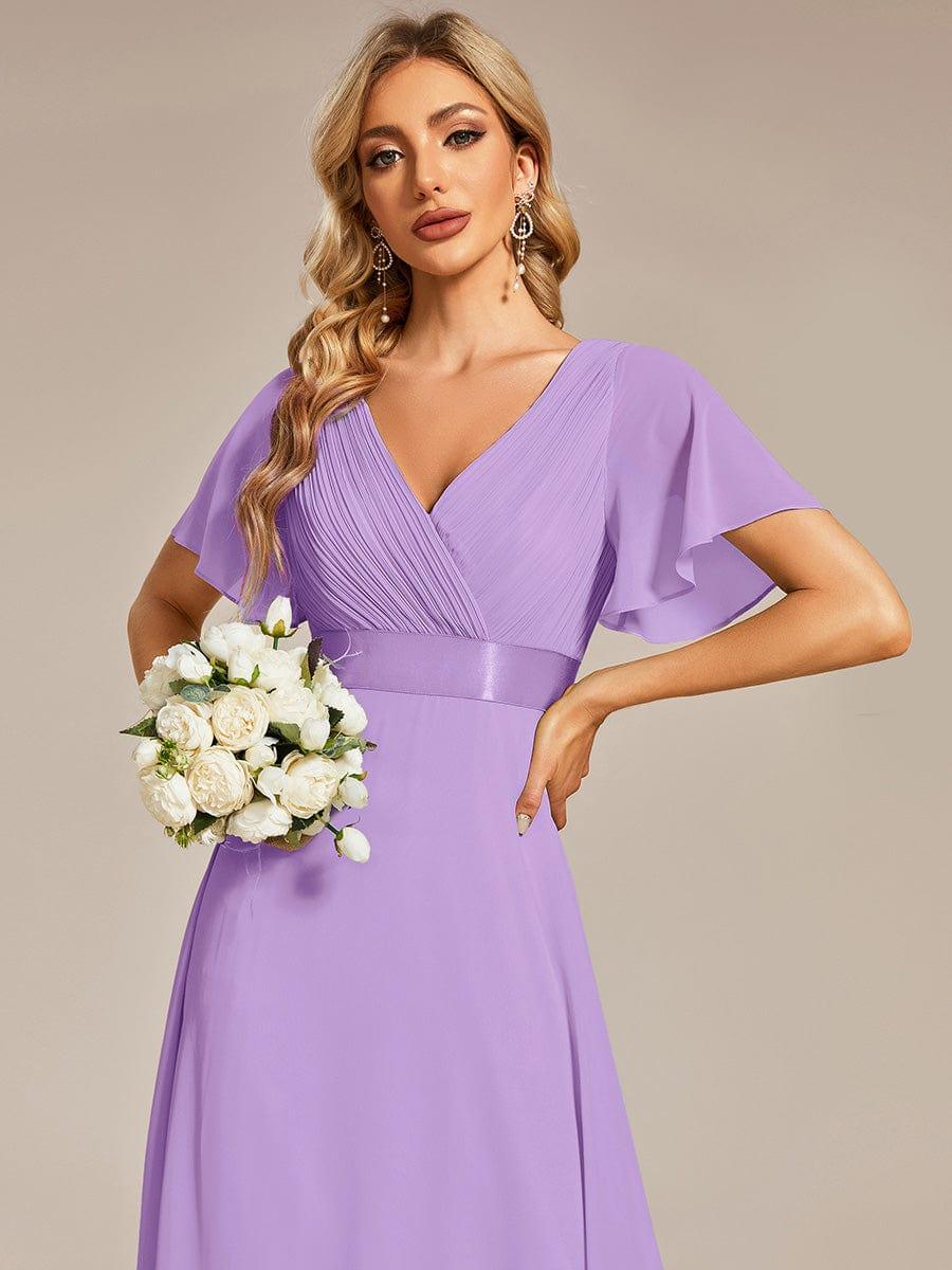 ever MONICA|High Waist Maxi Chiffon Bridesmaid Dress with Short Sleeves - Image 133