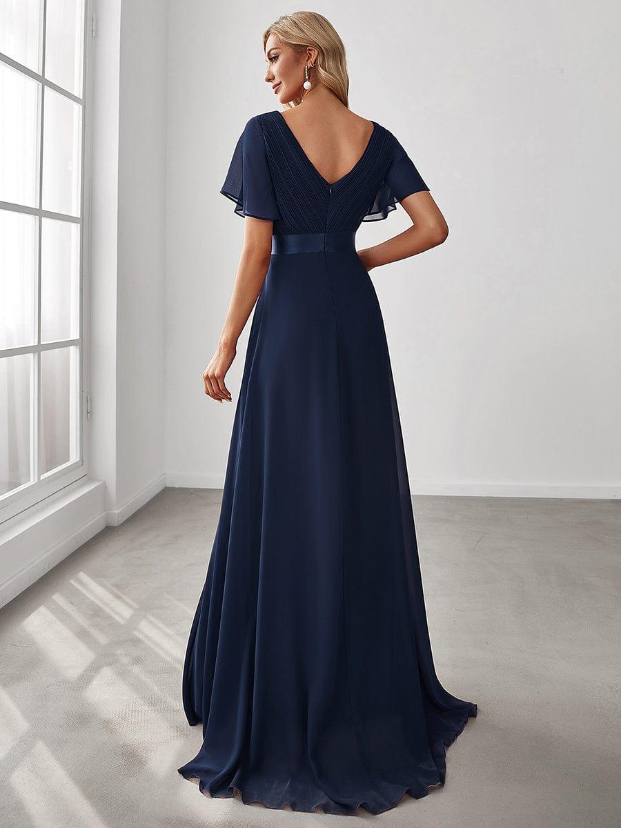 ever MONICA|High Waist Maxi Chiffon Bridesmaid Dress with Short Sleeves - Image 155
