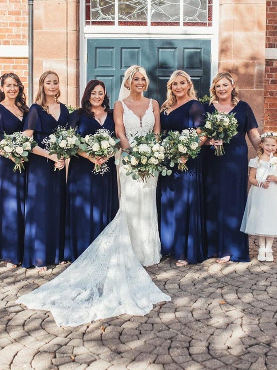 ever MONICA|High Waist Maxi Chiffon Bridesmaid Dress with Short Sleeves - Image 161