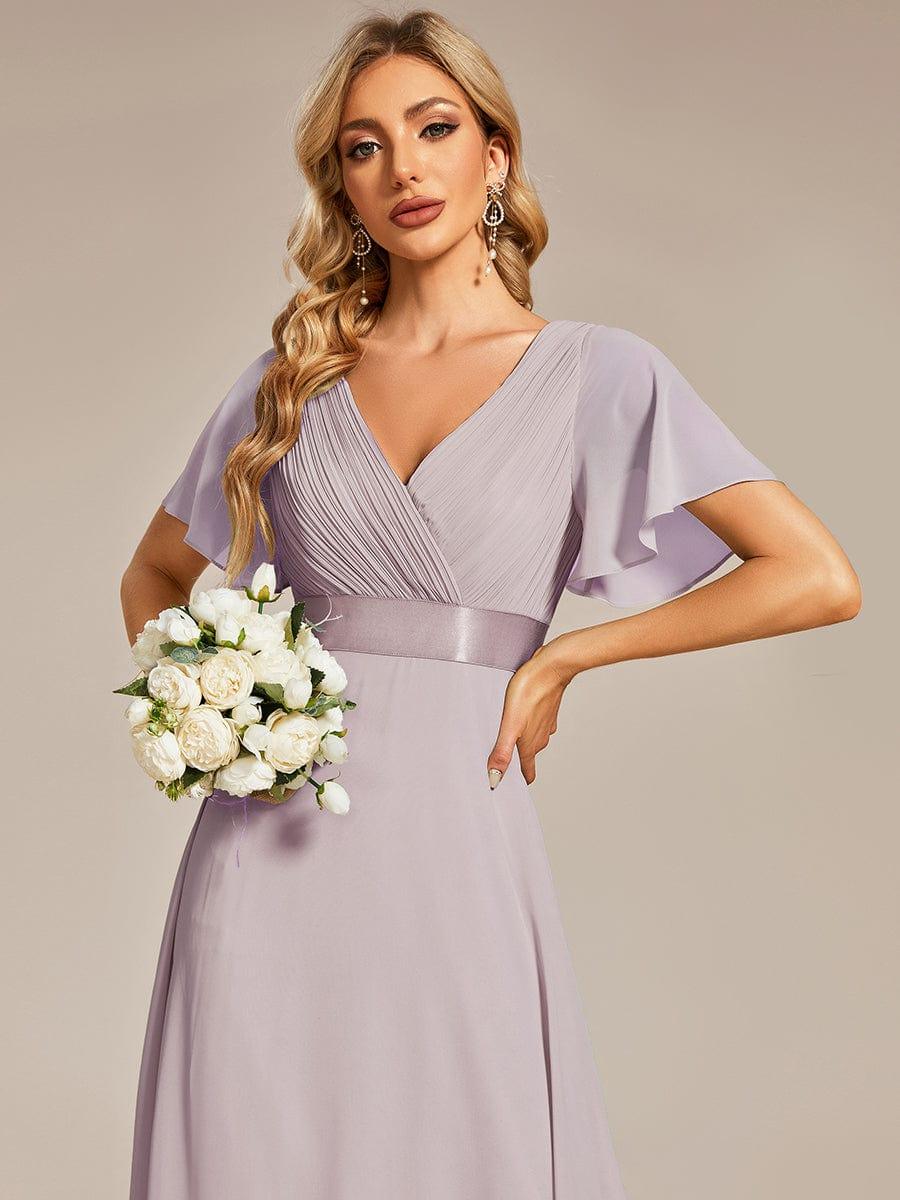 ever MONICA|High Waist Maxi Chiffon Bridesmaid Dress with Short Sleeves - Image 163