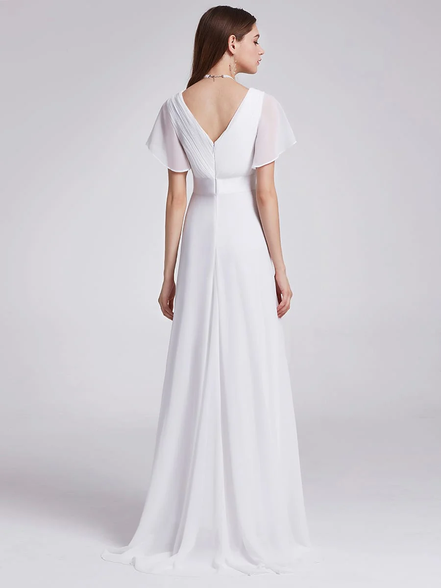 ever MONICA|High Waist Maxi Chiffon Bridesmaid Dress with Short Sleeves - Image 196