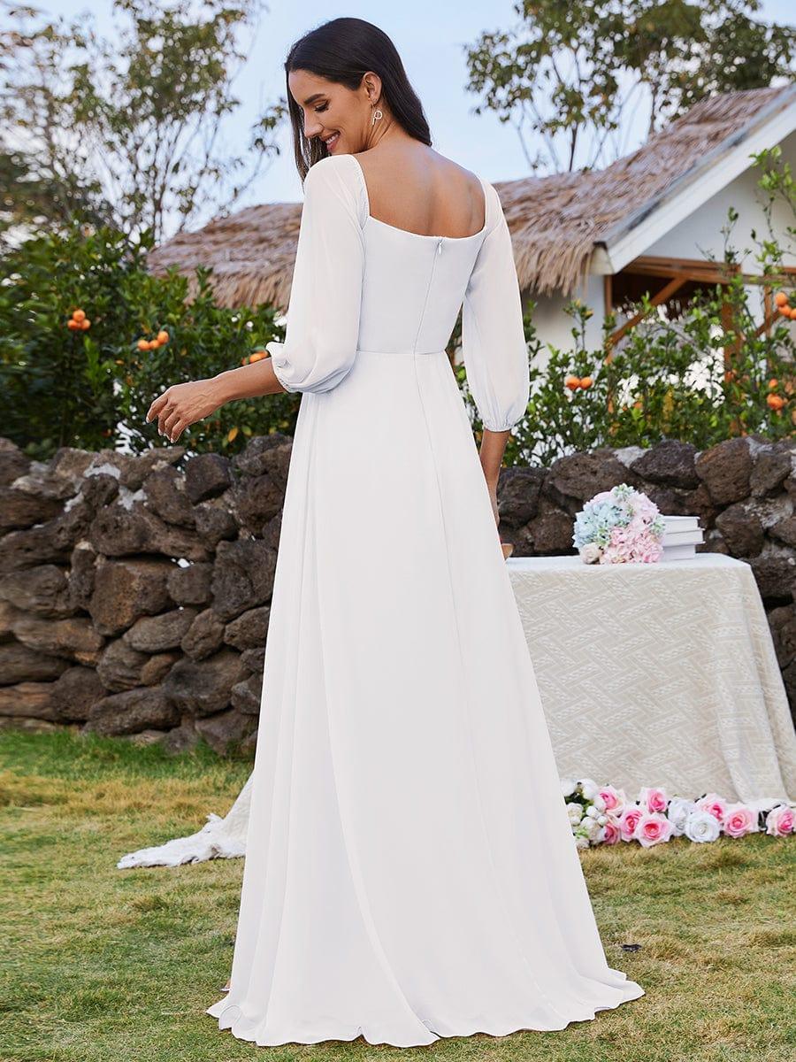 ever DANICA|Long Sleeve Chiffon Off Shoulder Evening Dresses with High Slit - Image 30