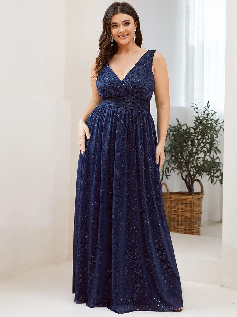 ever STERLING|Maxi Double V Neck Floor Length Sparkly Wedding Guest Dress - Image 36