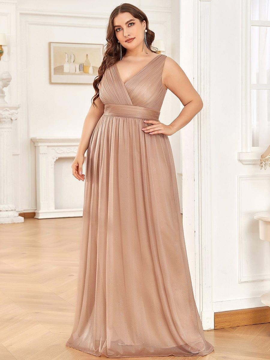 ever STERLING|Maxi Double V Neck Floor Length Sparkly Wedding Guest Dress - Image 6