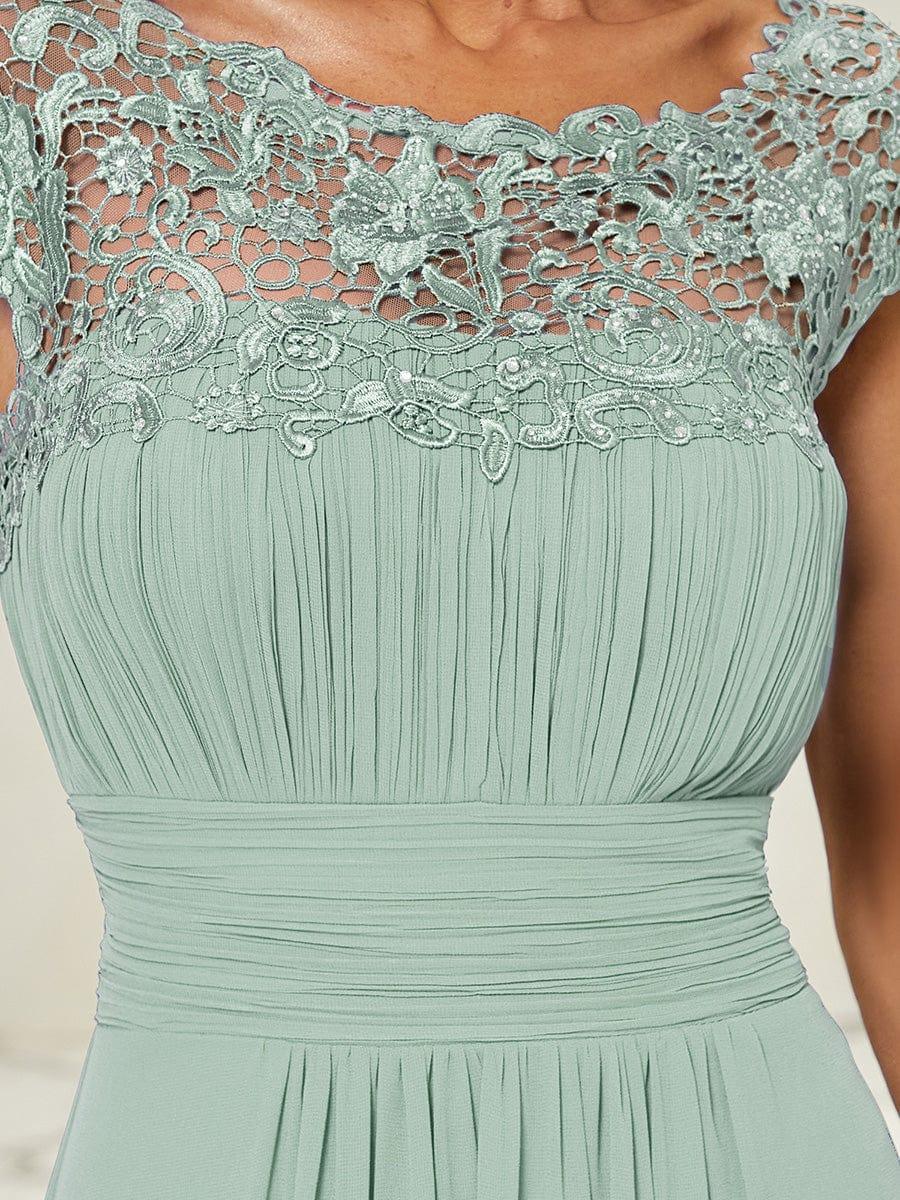 Flattering A-Line Chiffon Lace Evening Dress for Wedding with Cap Sleeve(Final Sale) - Image 102