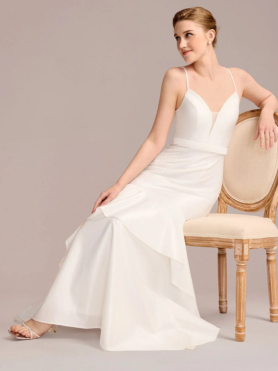 Mermaid Ruffled Floor-Length Wedding Dress - Image 3