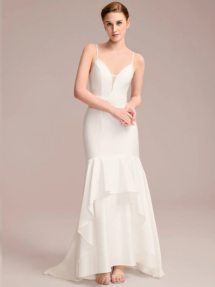 Mermaid Ruffled Floor-Length Wedding Dress - Image 5