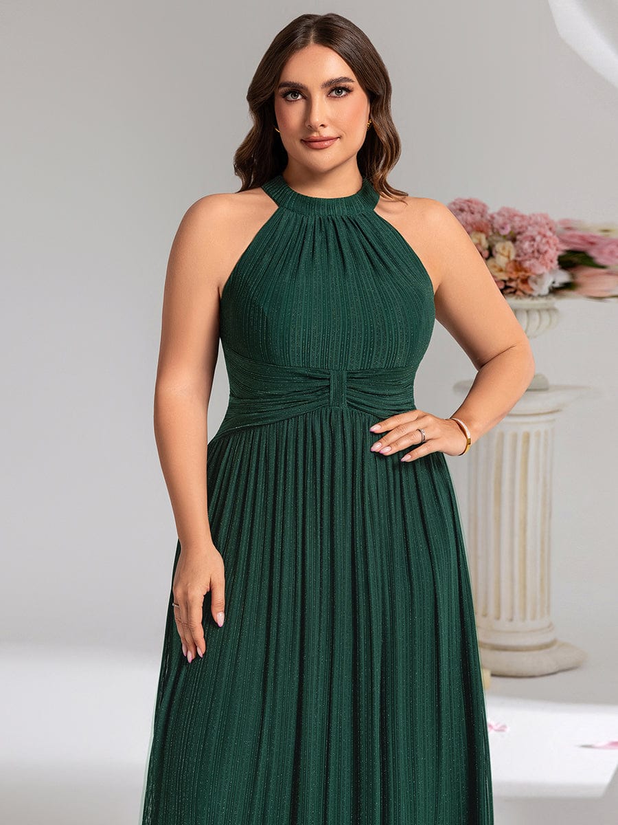 ever VAYLA|Halter Glitter Mesh Midi Evening Dress - Image 12
