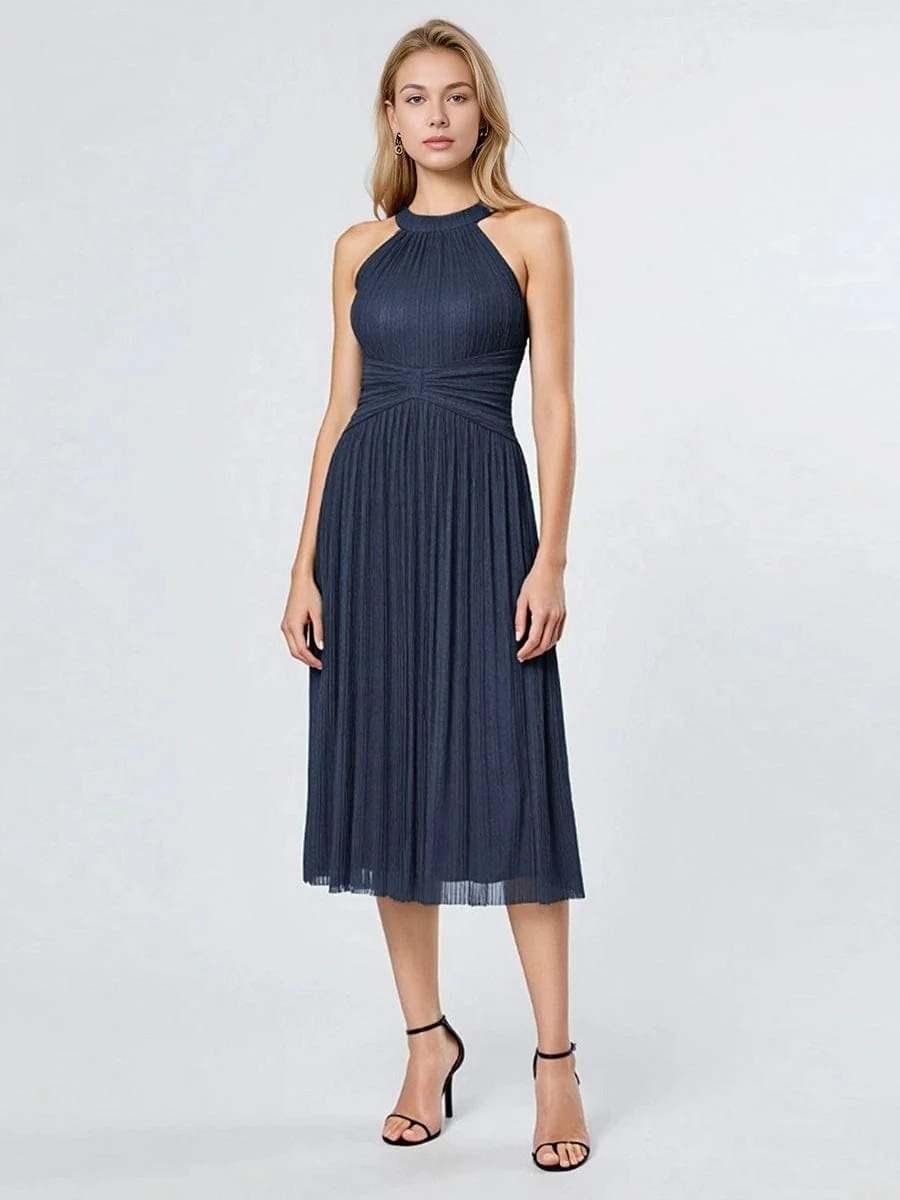 ever VAYLA|Halter Glitter Mesh Midi Evening Dress - Image 13