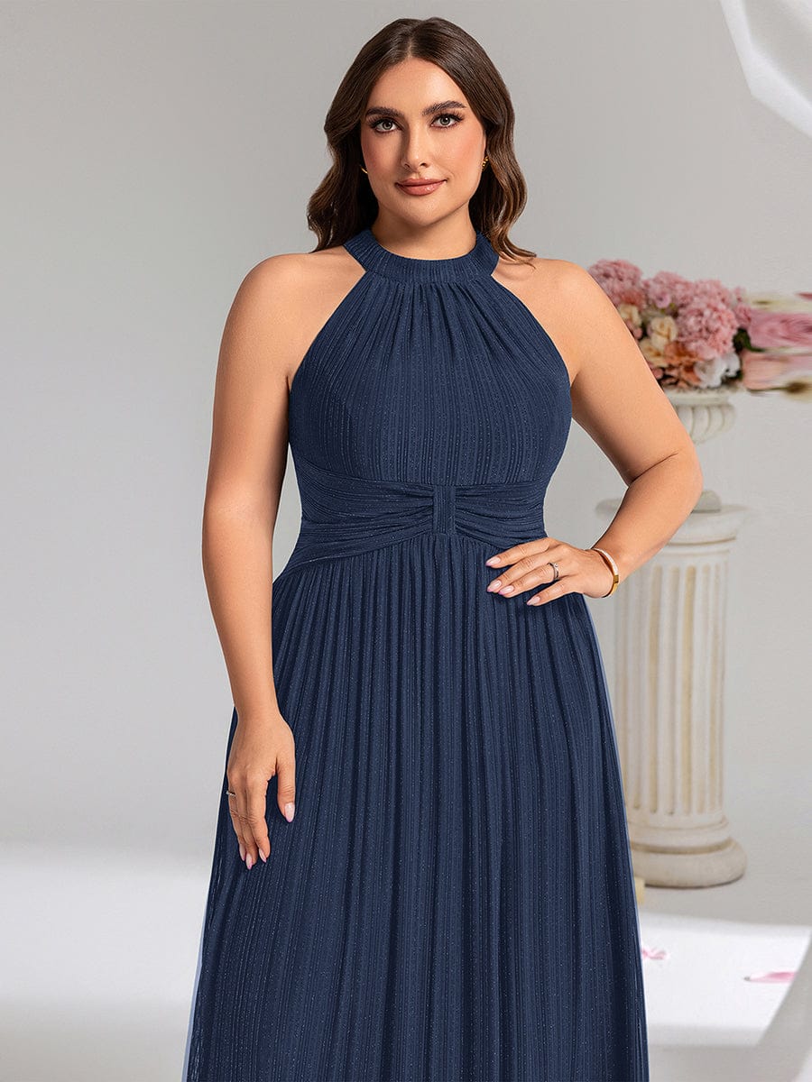 ever VAYLA|Halter Glitter Mesh Midi Evening Dress - Image 18