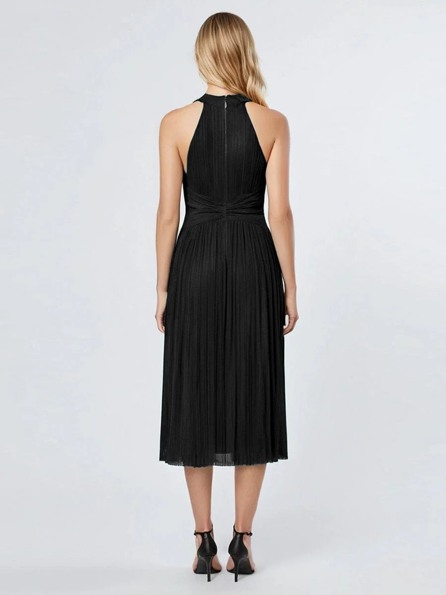 ever VAYLA|Halter Glitter Mesh Midi Evening Dress - Image 2