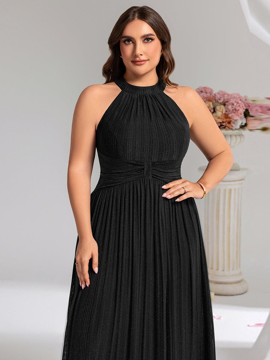 ever VAYLA|Halter Glitter Mesh Midi Evening Dress - Image 6