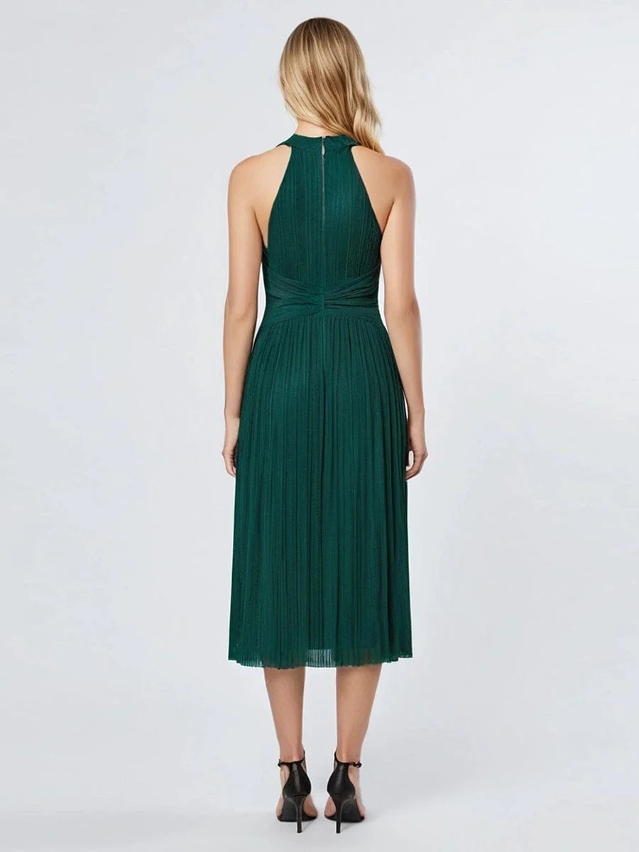 ever VAYLA|Halter Glitter Mesh Midi Evening Dress - Image 8