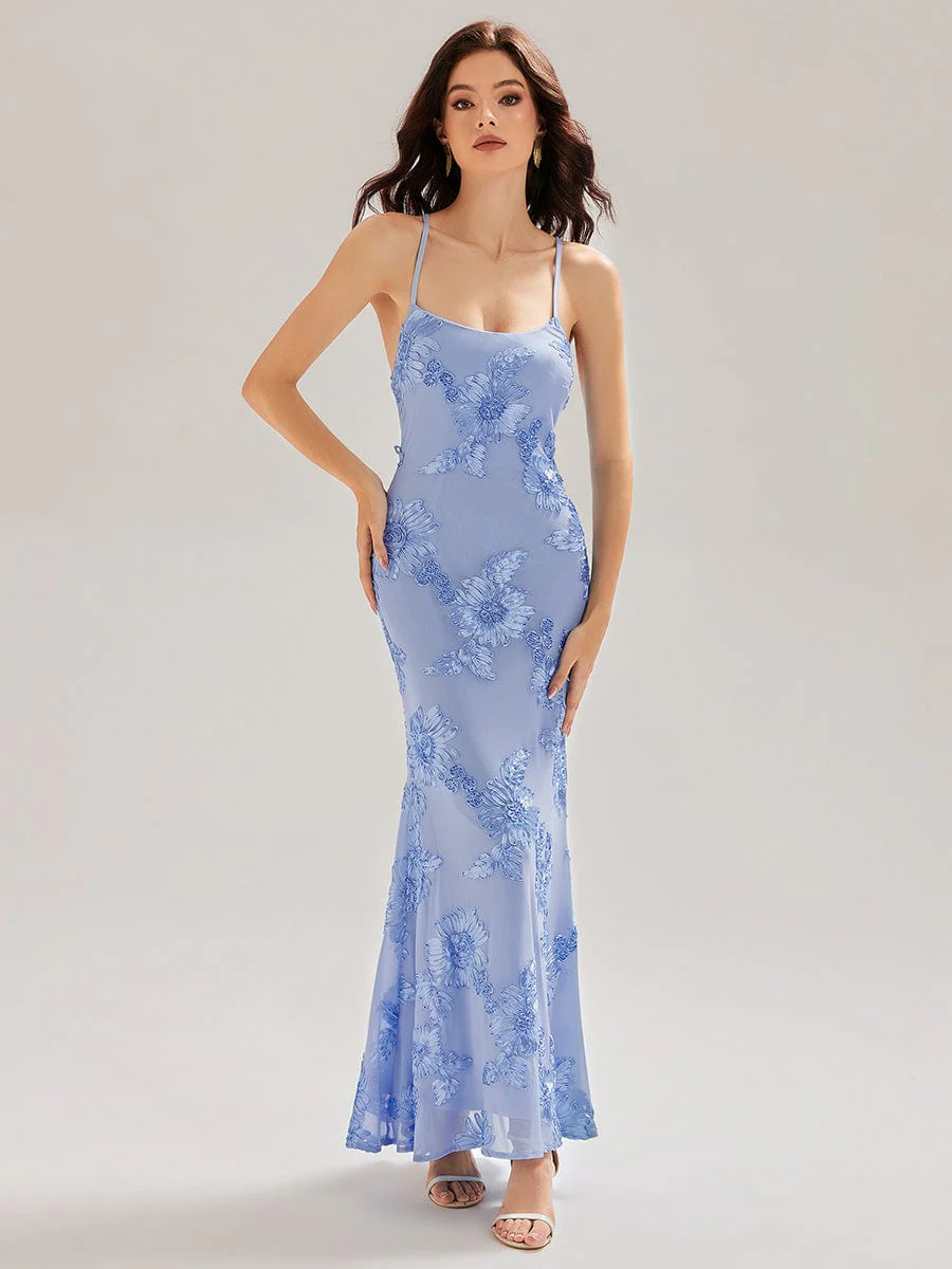 ever SONNY|Backless Mesh Mermaid Evening Dress