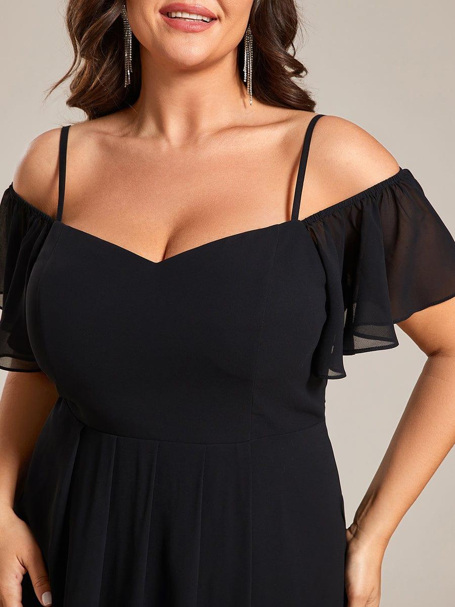 ever JORDANE|Off-Shoulder High-Low Chiffon Bridesmaid Dresses with Short Sleeves - Image 27