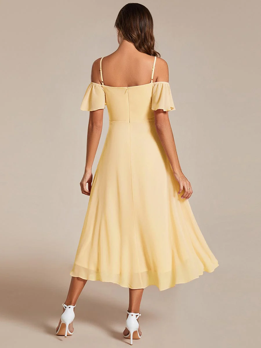 ever JORDANE|Off-Shoulder High-Low Chiffon Bridesmaid Dresses with Short Sleeves - Image 90