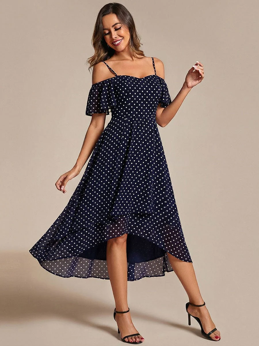 ever JORDANE|Off-Shoulder High-Low Chiffon Bridesmaid Dresses with Short Sleeves - Image 99