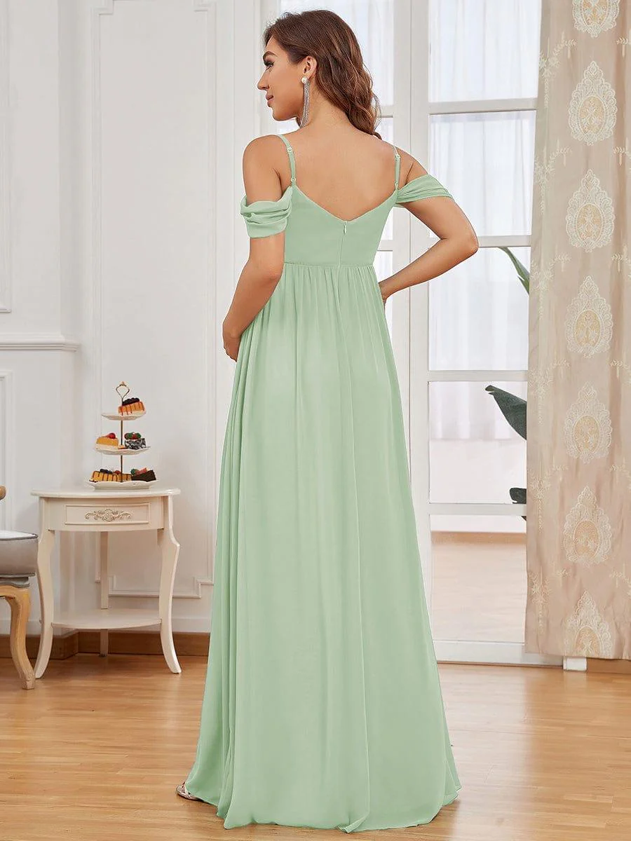 Off The Shoulder Spaghetti Straps Maxi Maternity Wedding Guest Dress - Image 12