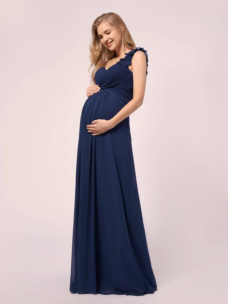 One Shoulder Chiffon Maternity Dresses - Image 3