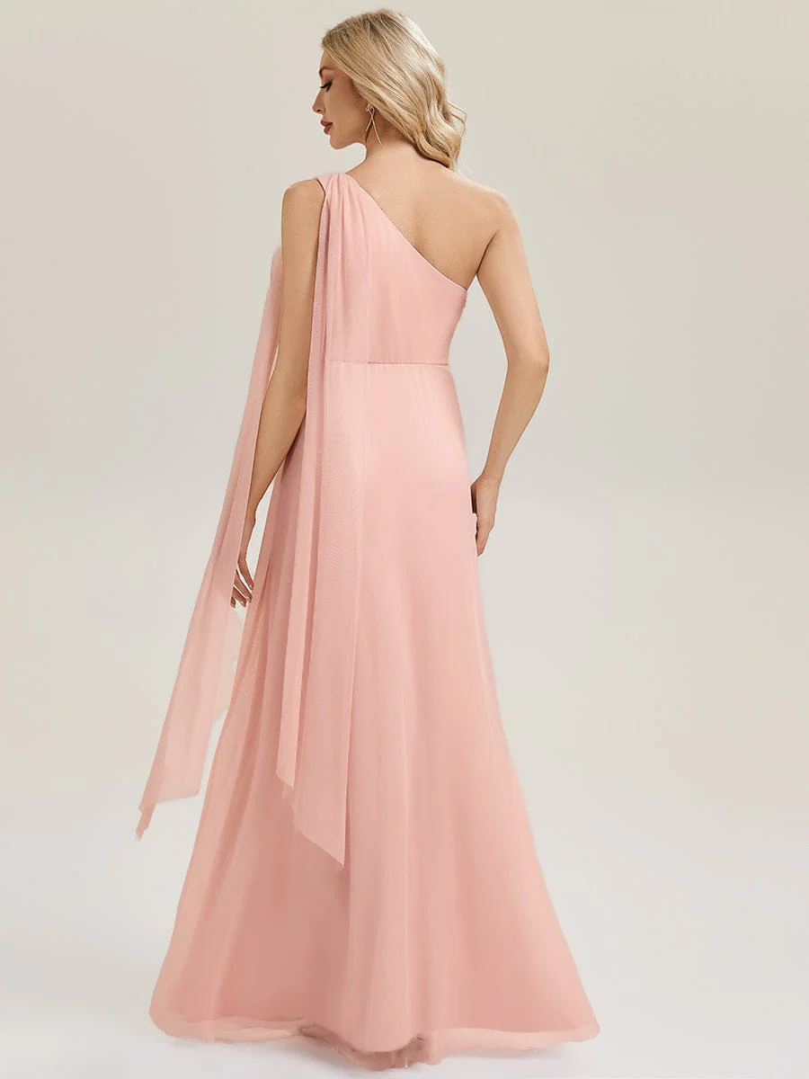 One Shoulder Multiway Bridesmaid Dress with Flowing Ribbon - Image 2