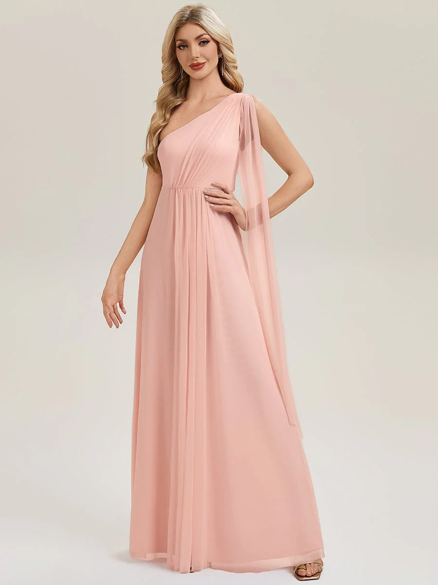 One Shoulder Multiway Bridesmaid Dress with Flowing Ribbon - Image 3