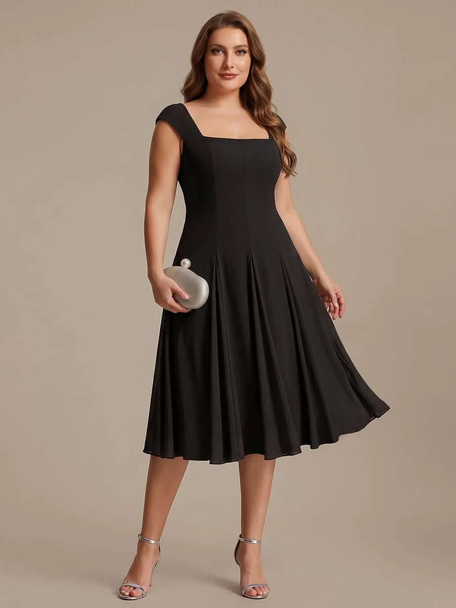 Patchwork Crepe Cap Sleeve Dress - Image 10