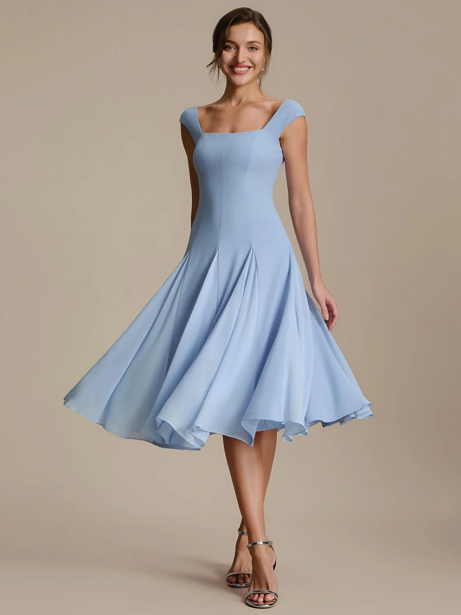 Patchwork Crepe Cap Sleeve Dress - Image 12