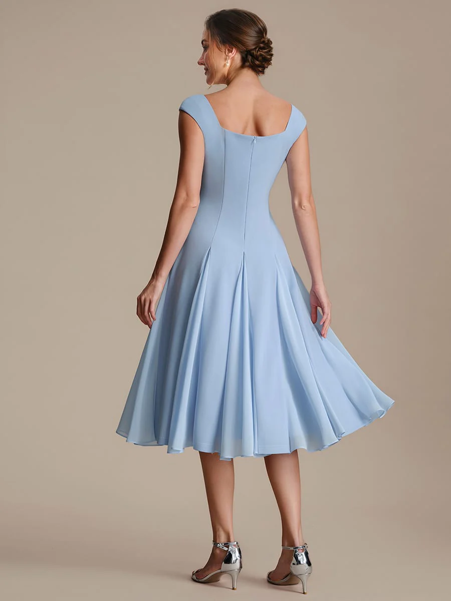 Patchwork Crepe Cap Sleeve Dress - Image 13