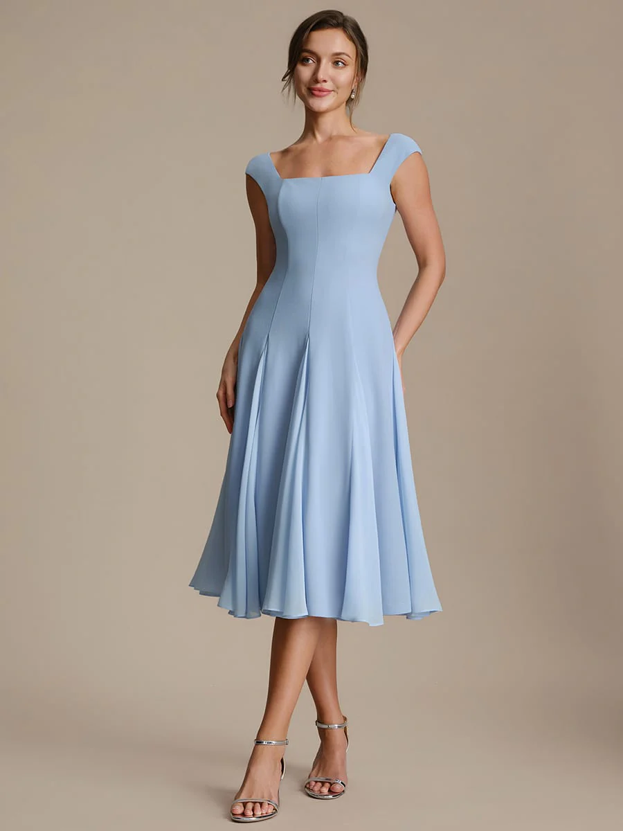 Patchwork Crepe Cap Sleeve Dress - Image 15