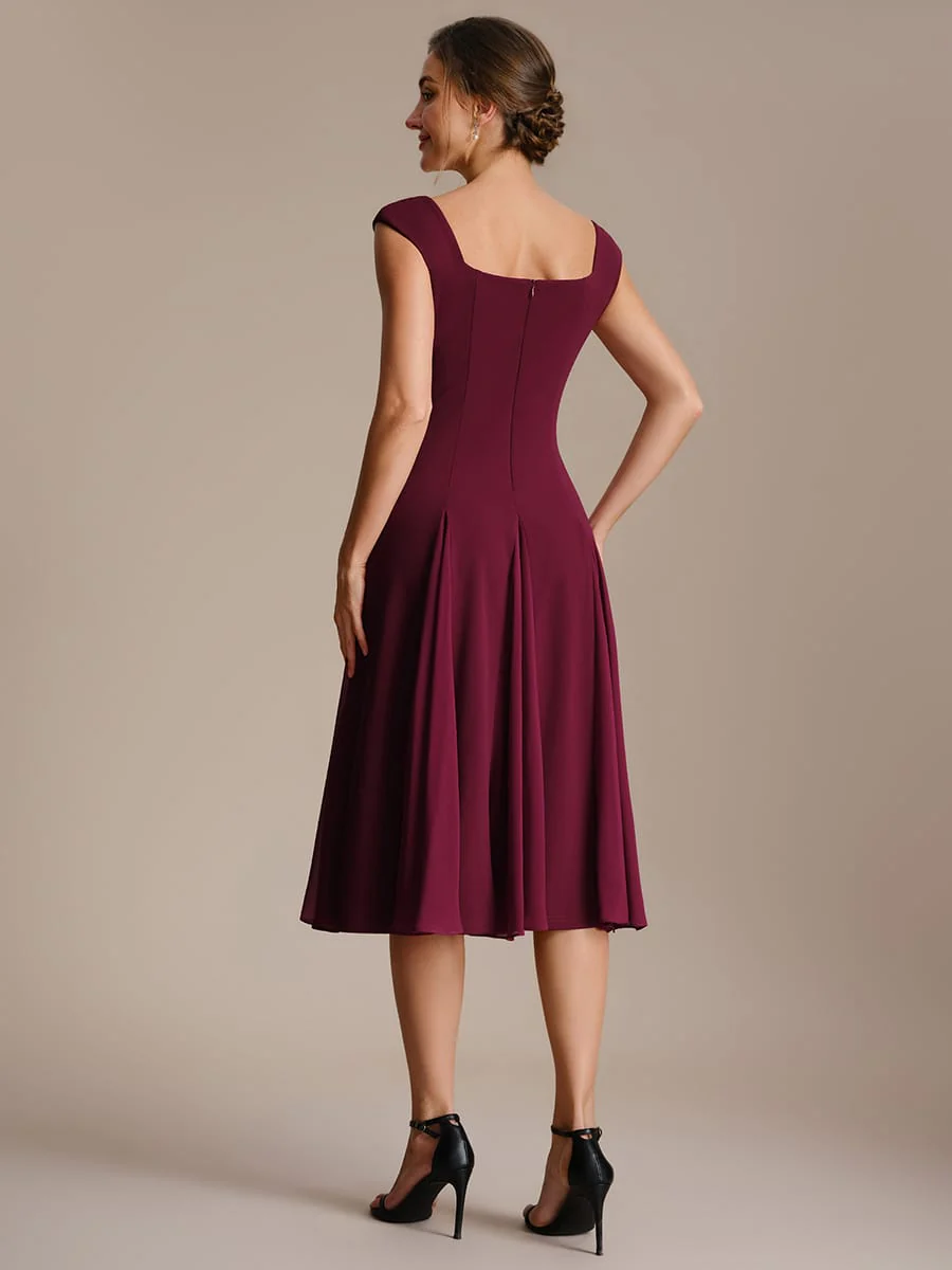 Patchwork Crepe Cap Sleeve Dress - Image 23