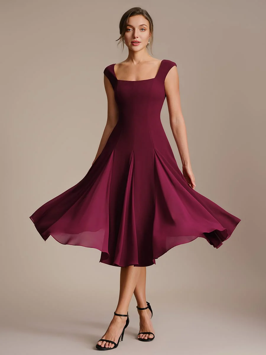Patchwork Crepe Cap Sleeve Dress - Image 25