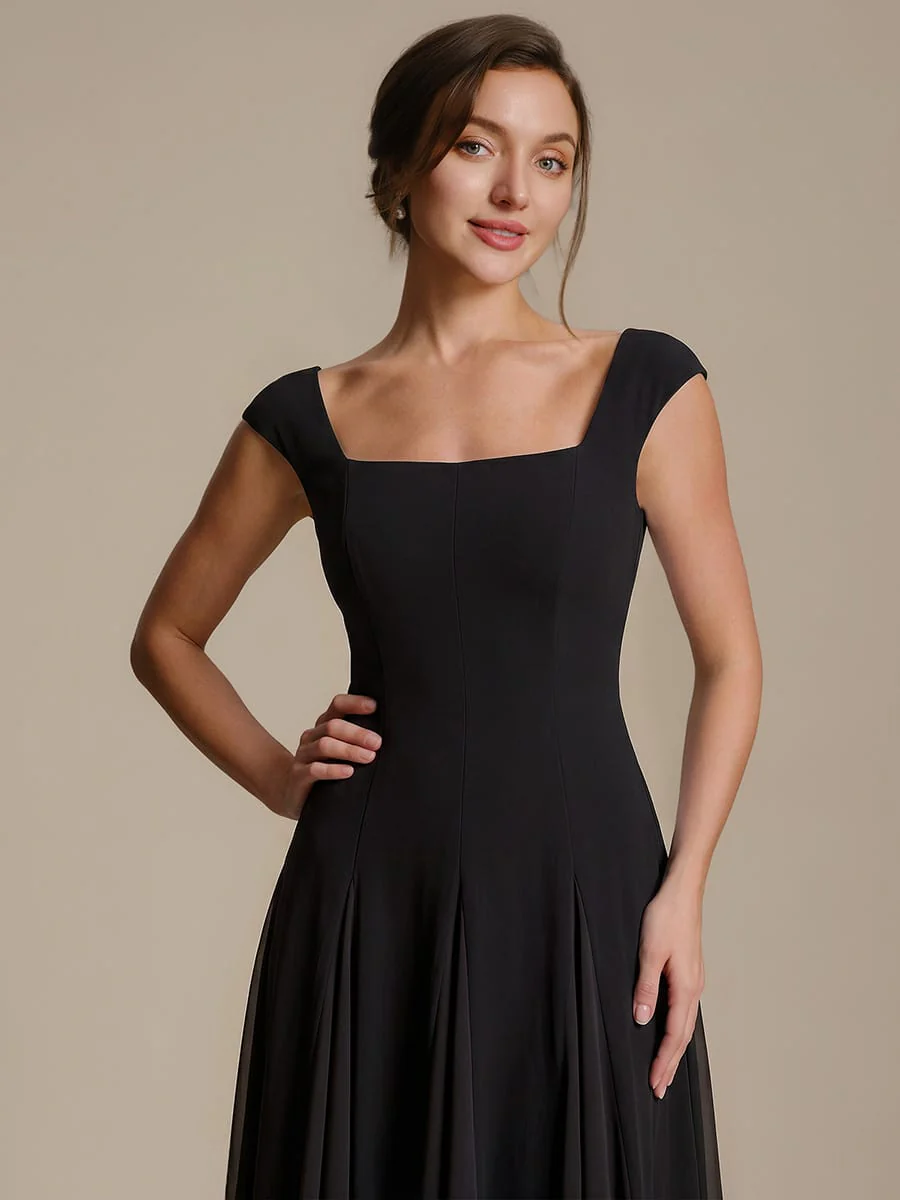 Patchwork Crepe Cap Sleeve Dress - Image 4