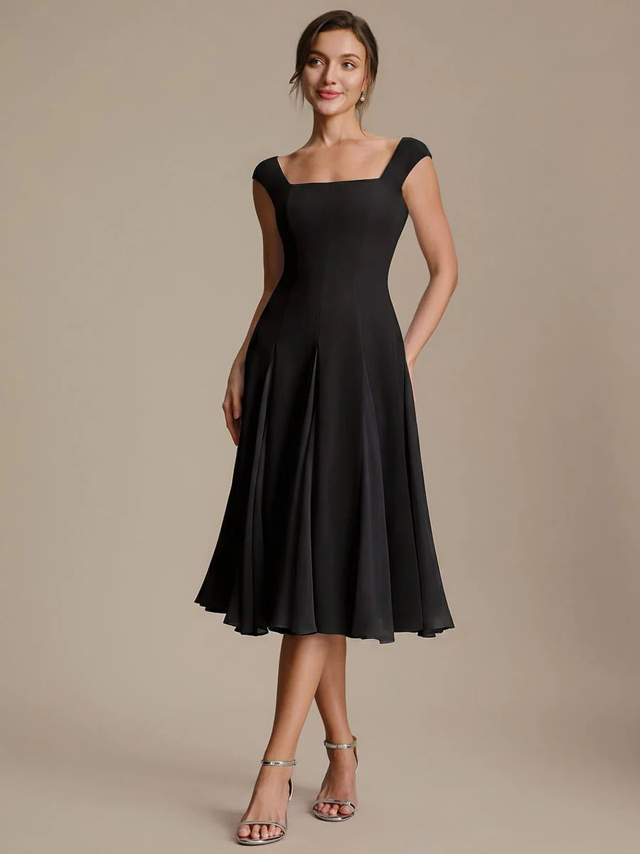 Patchwork Crepe Cap Sleeve Dress - Image 5