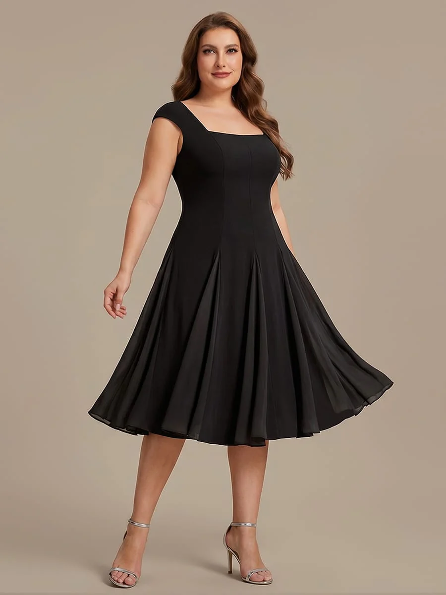 Patchwork Crepe Cap Sleeve Dress - Image 7