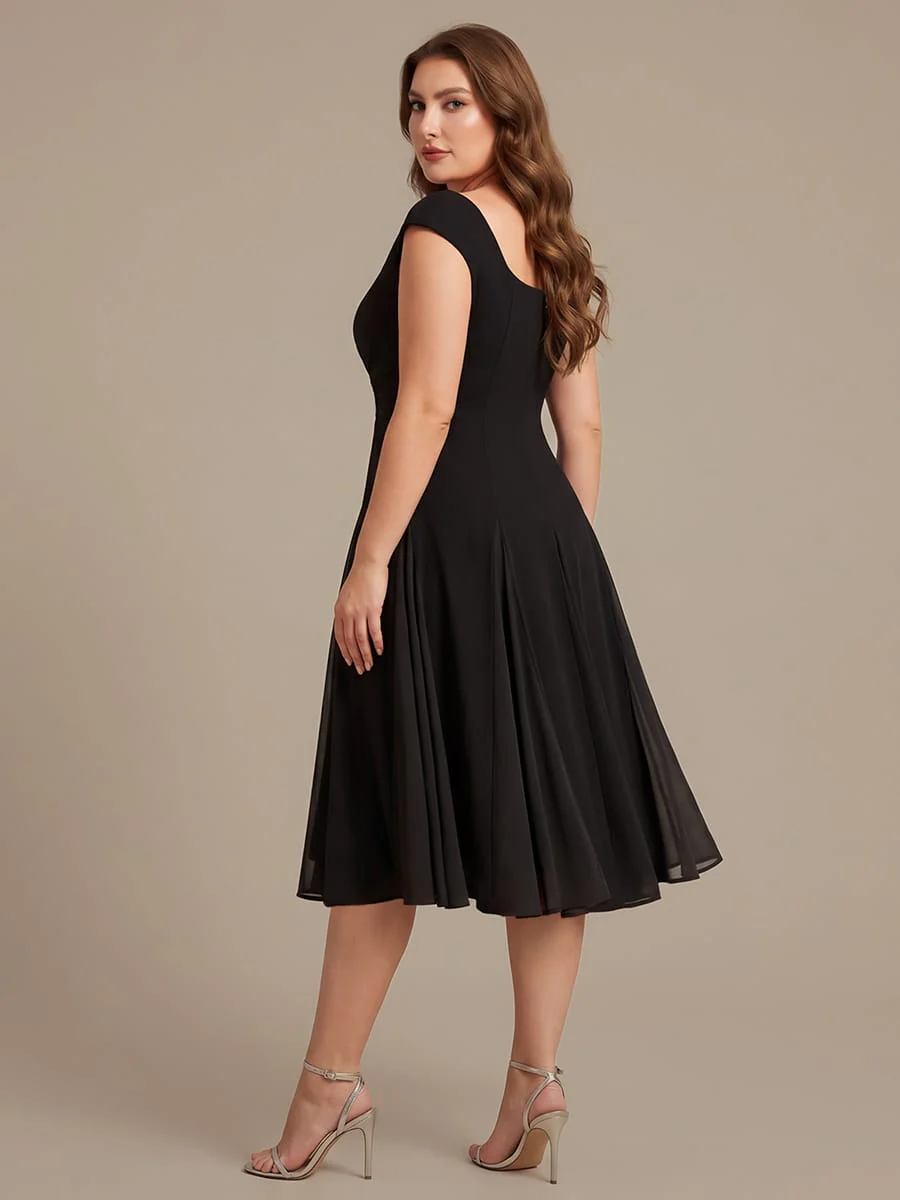 Patchwork Crepe Cap Sleeve Dress - Image 8