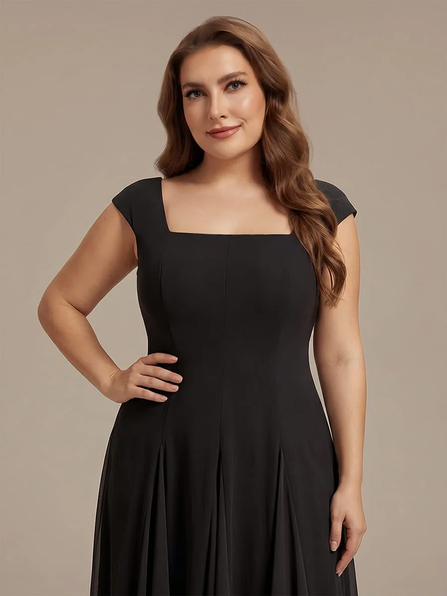 Patchwork Crepe Cap Sleeve Dress - Image 9