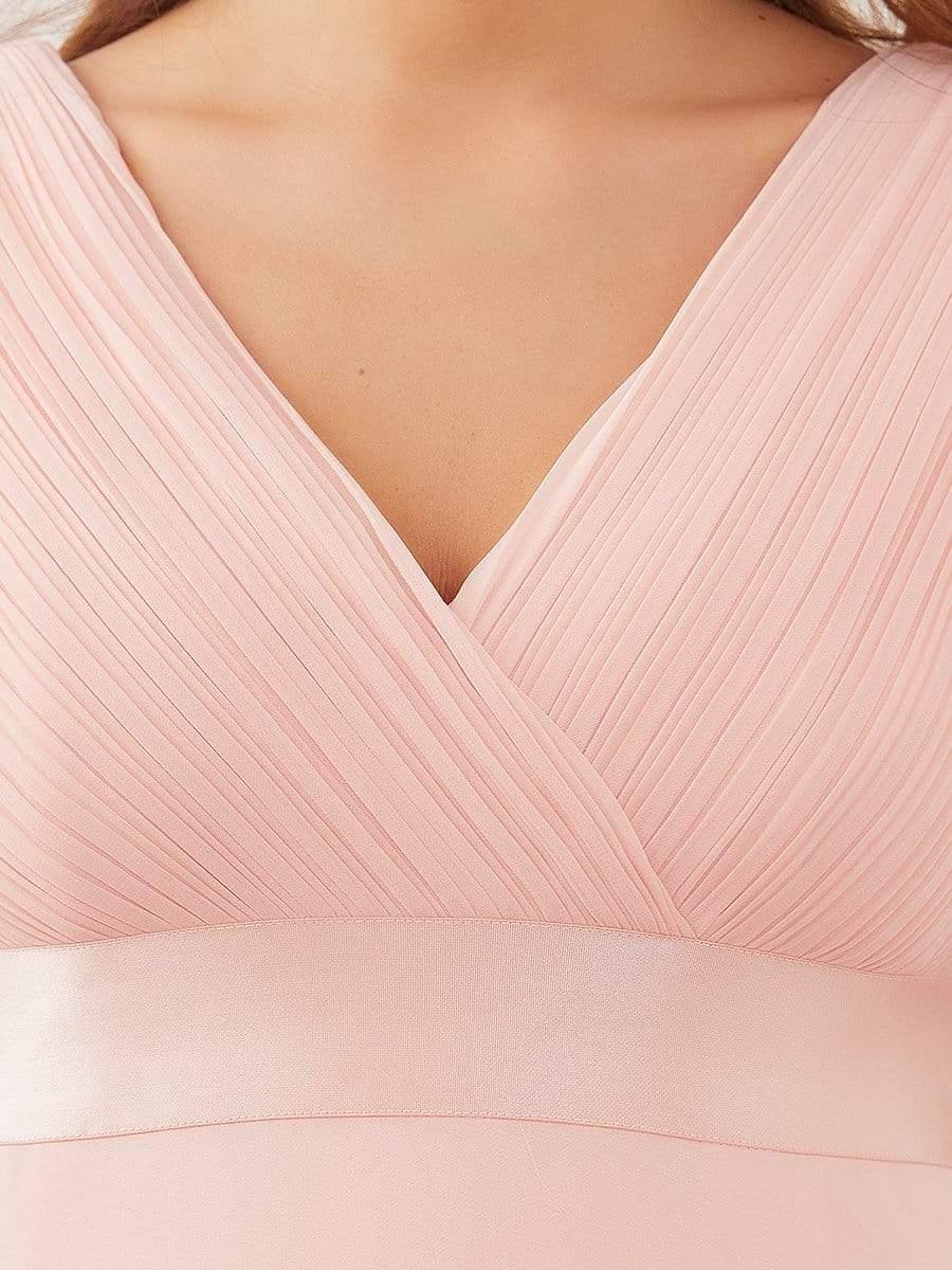 Pleated Bodice Ruffle Sleeves V Neck Floor Length Maternity Dress - Image 20