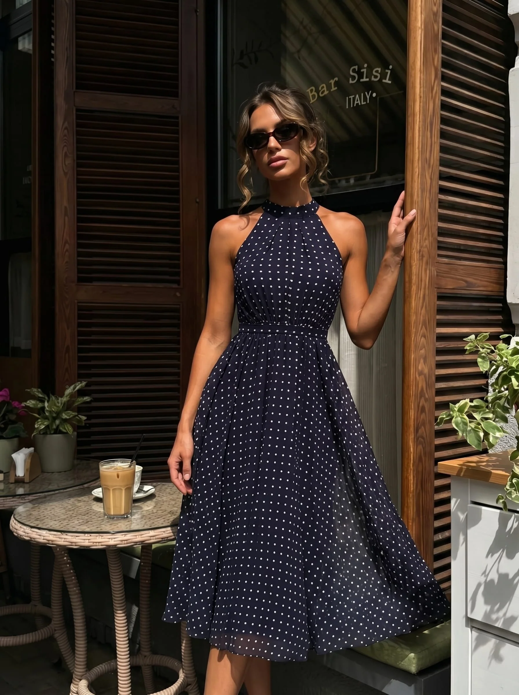 Halterneck and Polka Dot Chiffon Skirt - Image 7