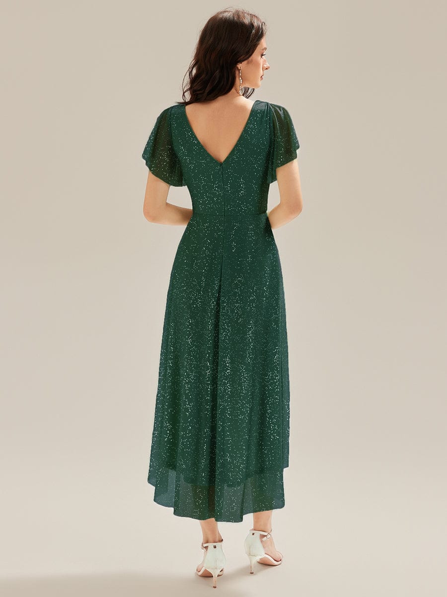 ever MIA|Pleated Glitter Ruffle Sleeve Wedding Guest Dress - Image 13