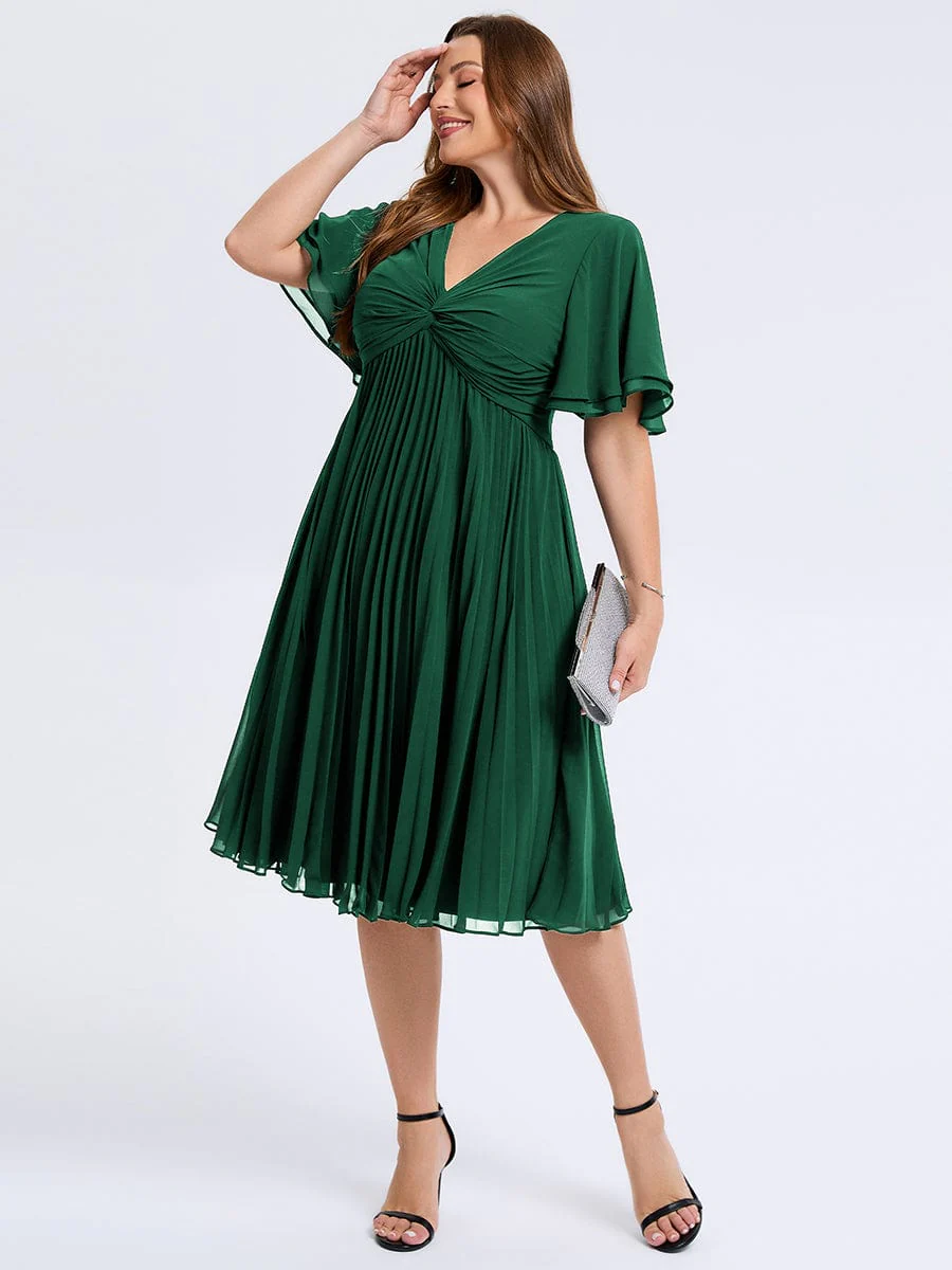 pretty TALIENNE|Plus Size Pleated Midi Wedding Guest Dress - Image 14