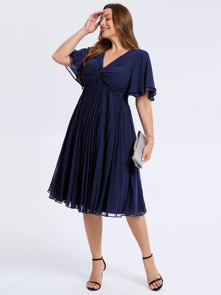 pretty TALIENNE|Plus Size Pleated Midi Wedding Guest Dress - Image 19